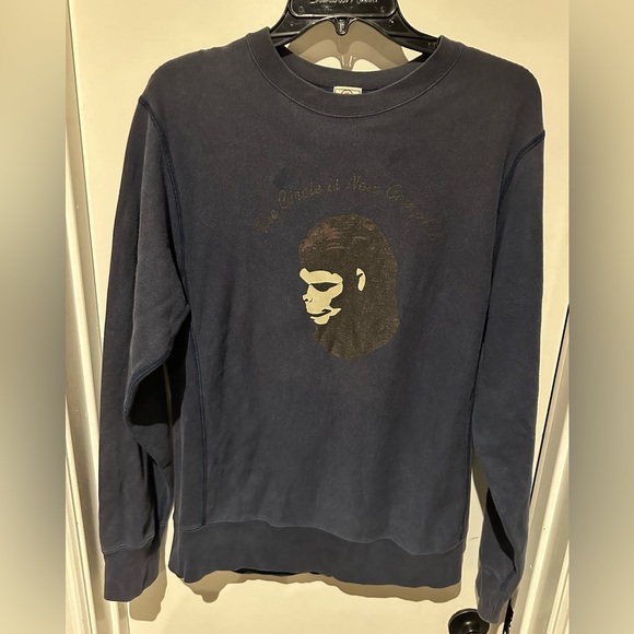 A Bathing APE Crew Neck Big Logo in Navy Size Small - Picture 2 of 8